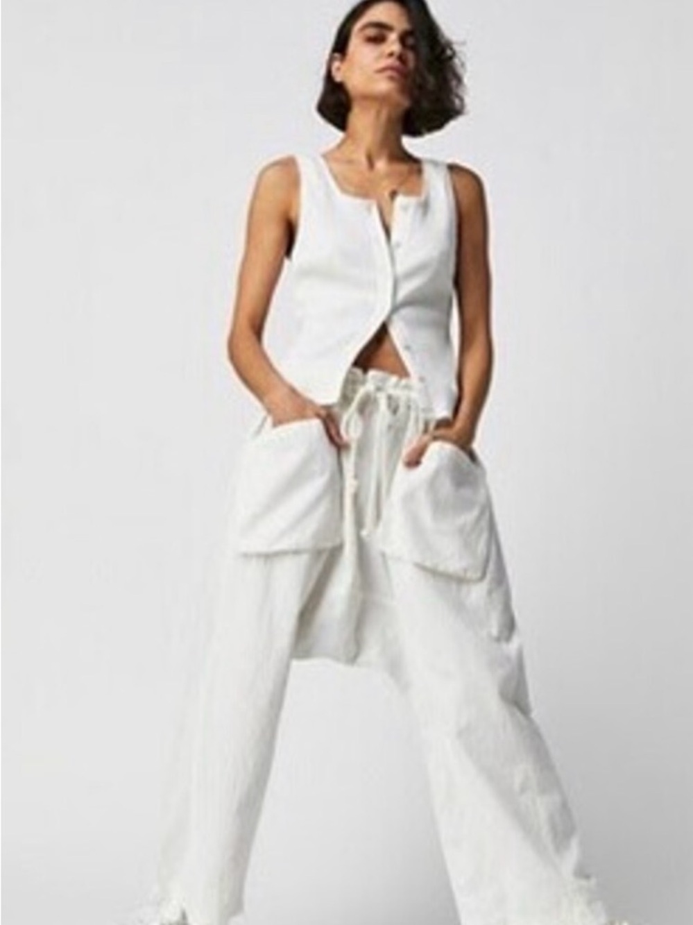 Free People White Harem Pants size Small will fit Large.